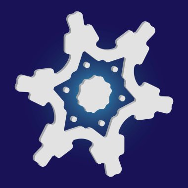 Mavi arka planda gölgesi olan sevimli bir kar tanesi..