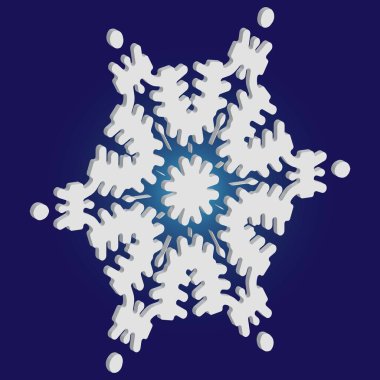 Mavi arka planda gölgesi olan sevimli bir kar tanesi..