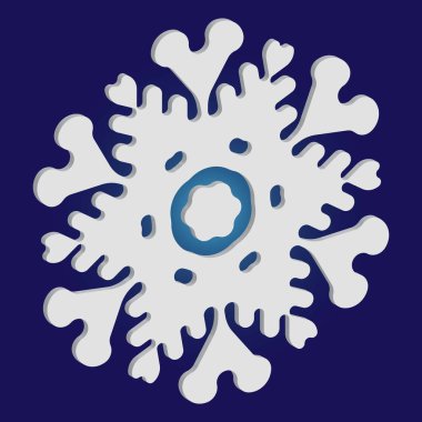 Mavi arka planda gölgesi olan sevimli bir kar tanesi..