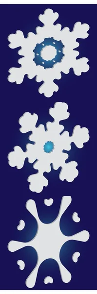 Raccolta di fiocchi di neve isolati su sfondo blu . — Vettoriale Stock