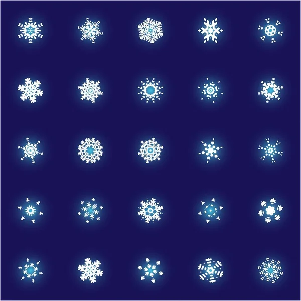 Set von Weihnachten ausgeschnittenen Schneeflocken auf blauem Hintergrund. — Stockvektor