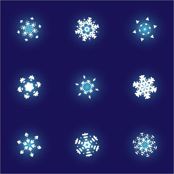 Сборник бумаги вырезать изолированные снежинки на голубом фоне . — стоковый вектор