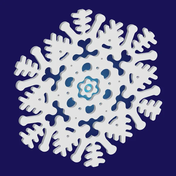 Χαριτωμένη νιφάδα χιονιού με σκιά σε μπλε φόντο. — Διανυσματικό Αρχείο