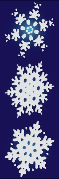 Σύνολο των Χριστουγέννων 3d νιφάδες χιονιού σε μπλε φόντο. — Διανυσματικό Αρχείο