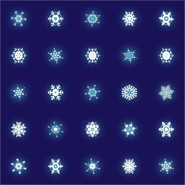 Satz Weihnachtspapier Schneeflocken auf blauem Hintergrund. — Stockvektor
