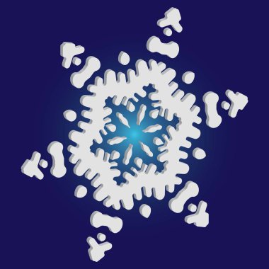 Mavi arkaplanda gölgesi olan basit bir kar tanesi.