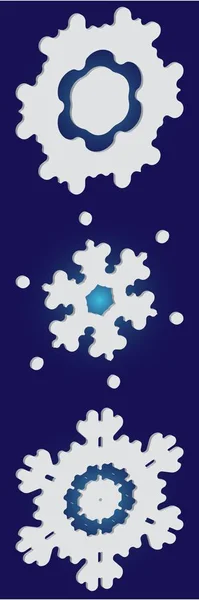 Kit di fiocchi di neve semplici e belli su sfondo blu . — Vettoriale Stock