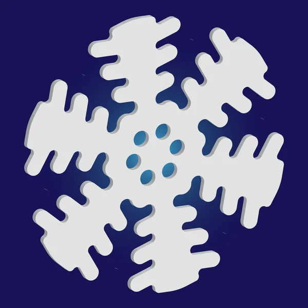 Floco de neve de Natal simples no fundo azul . — Vetor de Stock