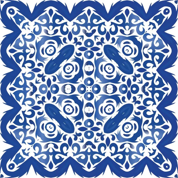 Etniska keramiska plattor i portugisisk azulejo. — Stock vektor