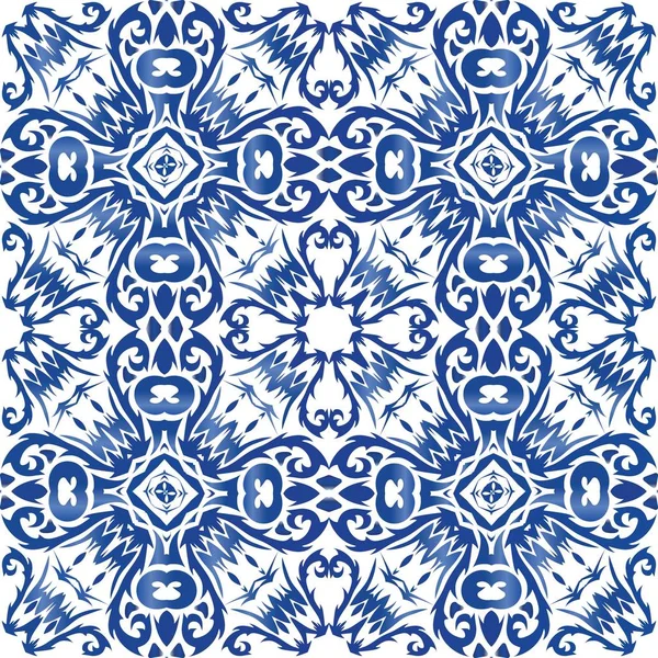 Ethnic ceramic tile in portuguese azulejo. — Stock Vector