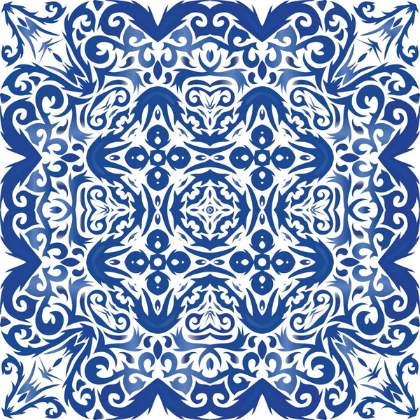 Traditionell utsmyckad portugisisk azulejo. — Stock vektor