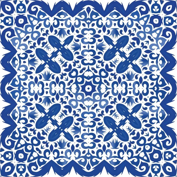 Portugalska ceramika azulejo ozdobna. — Wektor stockowy
