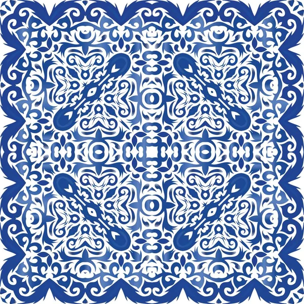 Azulejo antiguo azulejos patchwork . — Vector de stock