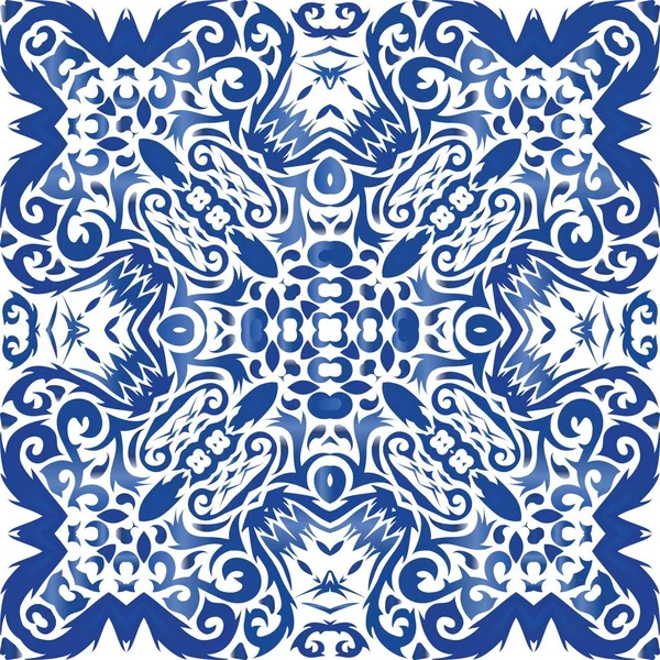 Portuguese vintage azulejo tiles. — Stock Vector