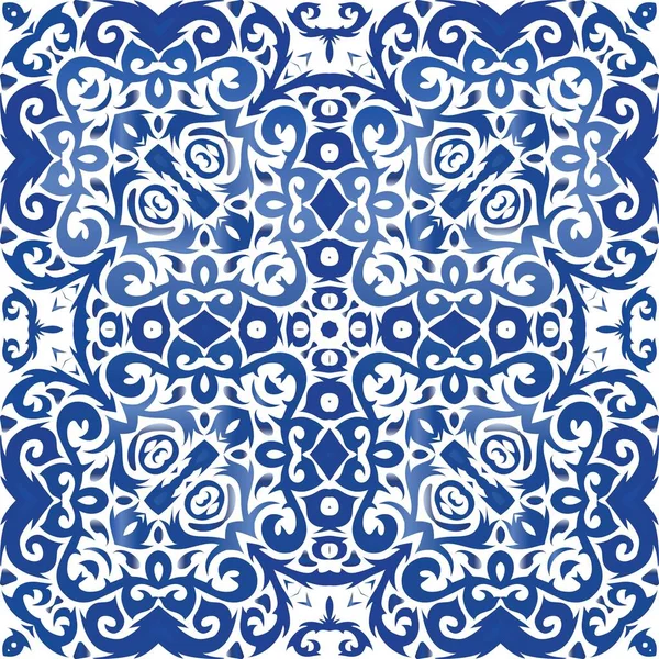 Dekorativní barva keramické azulejo dlaždice. — Stockový vektor