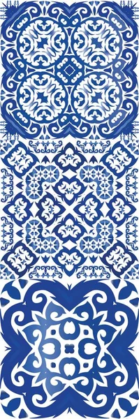Ethnic ceramic tiles in portuguese azulejo. — Stock Vector