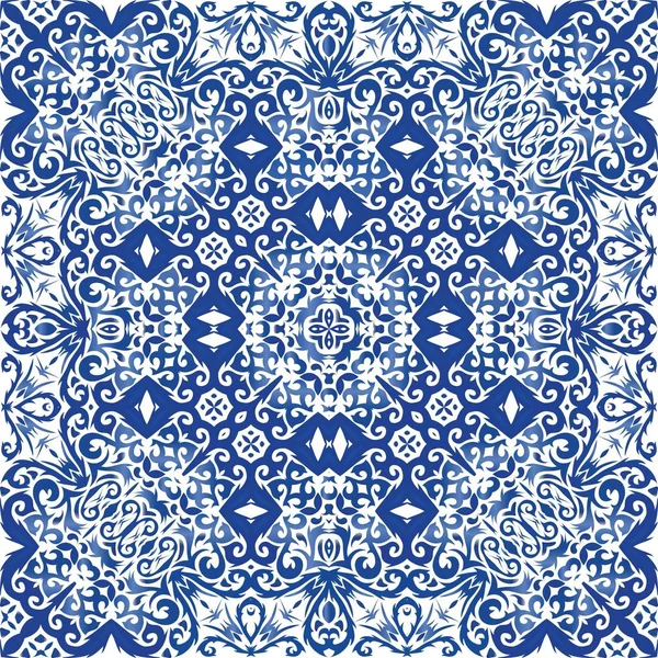 Portugis tradisional Azulejo ornamen . - Stok Vektor