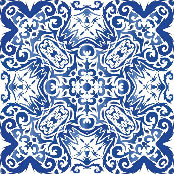 Etnické keramické dlaždice v portugalštině azulejo. — Stockový vektor