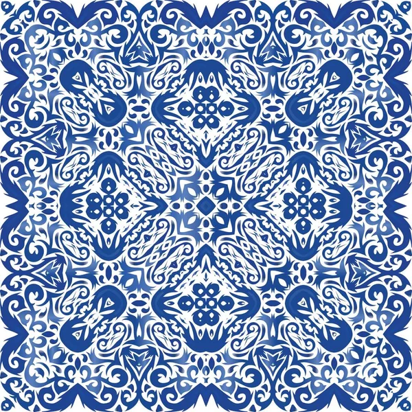 Carrelage céramique ethnique en azulejo portugais . — Image vectorielle