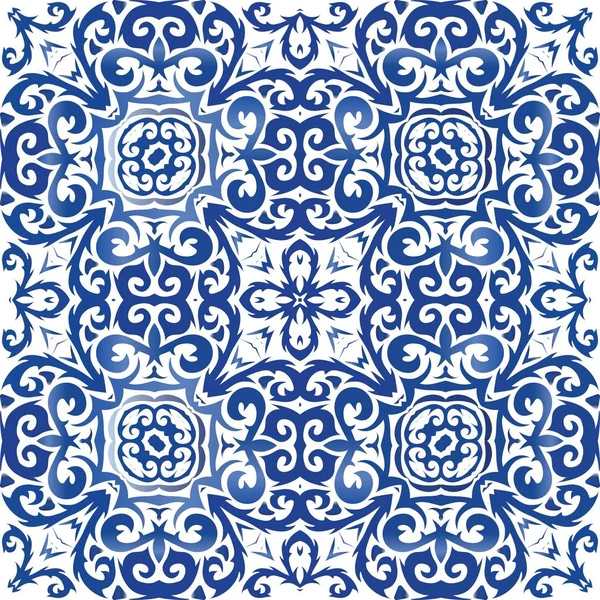 Portugalská ornamentální azulejo keramika. — Stockový vektor