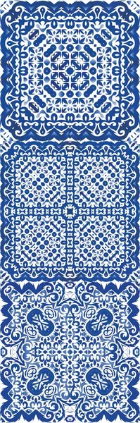 Декор португальской плитки, украшенный азулехо . — стоковый вектор