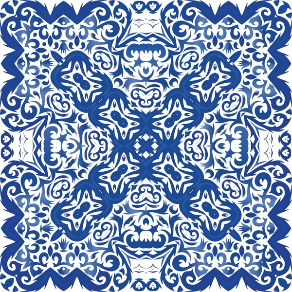 Portugalska ceramika azulejo ozdobna. — Wektor stockowy