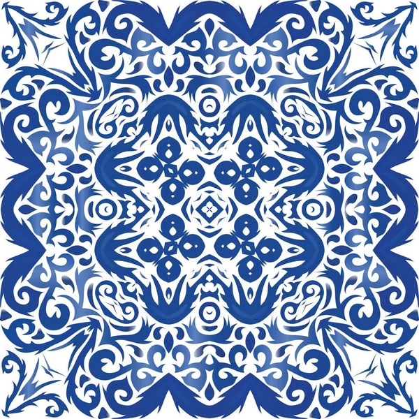 Ornamental azulejo portugal tiles decor. — Stock Vector