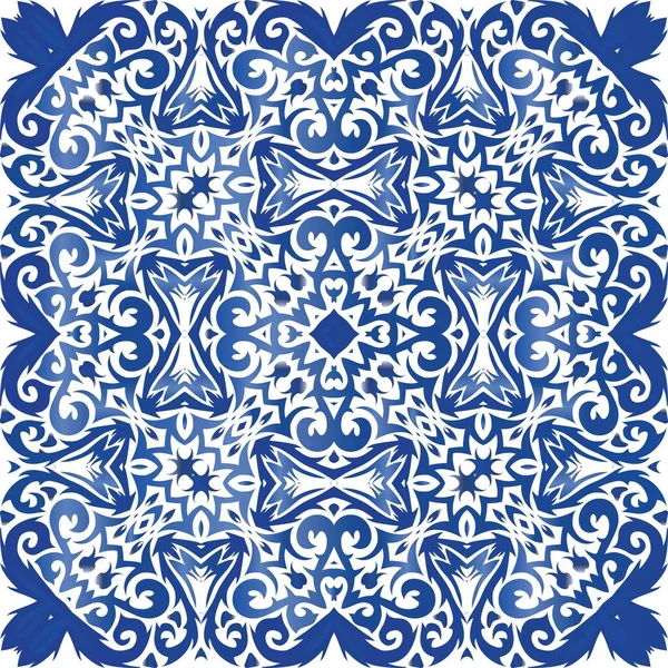 Ozdobné azulejo portugalské dlaždice dekor. — Stockový vektor