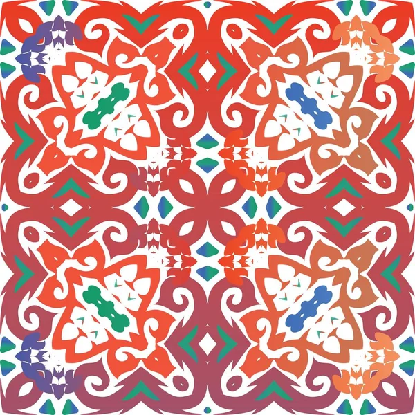 Ornements nationaux en carreaux de céramique multicolores . — Image vectorielle