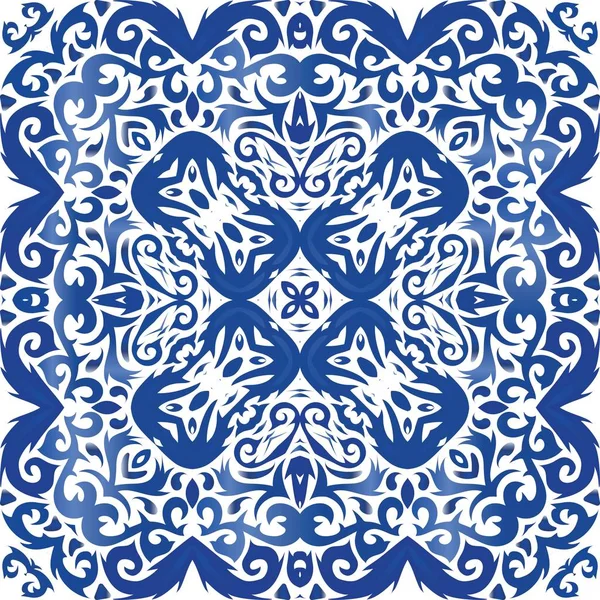 Ozdobne azulejo portugalskie płytki wystrój. — Wektor stockowy