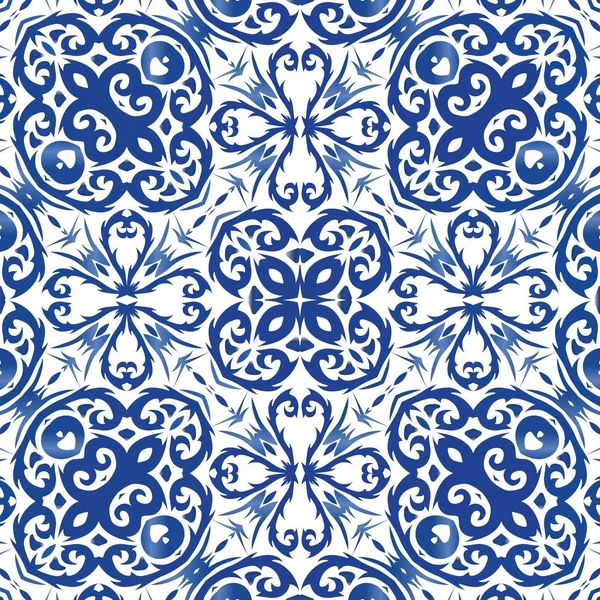 Ethnic ceramic tile in portuguese azulejo. — Stock Vector