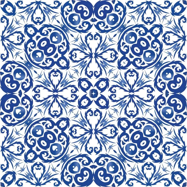 Traditionele sierlijke Portugese azulejo. — Stockvector