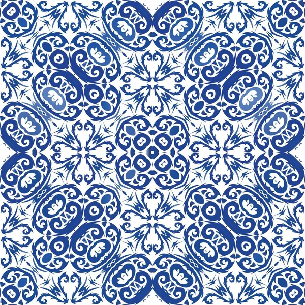 Dekorativní barva keramické azulejo dlaždice. — Stockový vektor