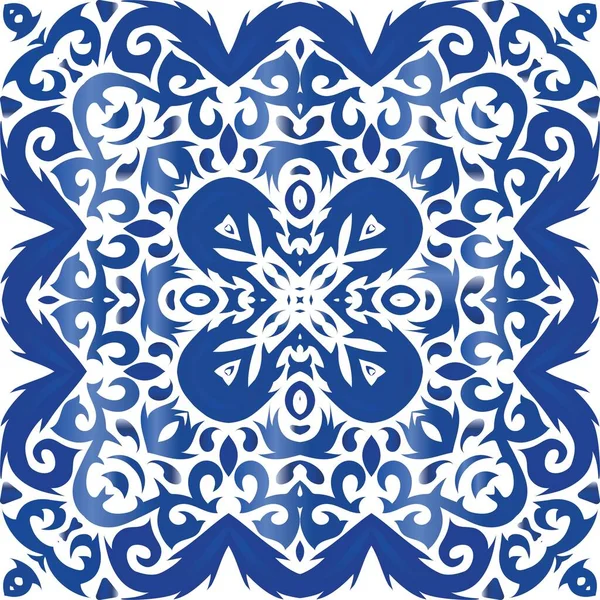 Ozdobne azulejo portugalskie płytki wystrój. — Wektor stockowy