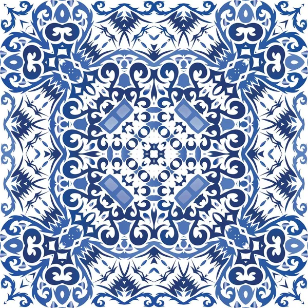 Antique azulejo tiles patchwork. — Stock Vector