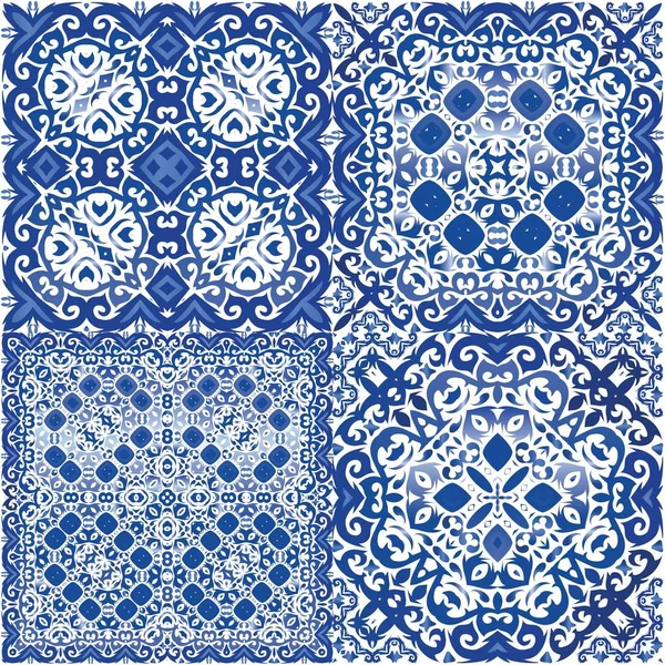 Etnikai kerámia csempe portugál azulejo. — Stock Vector