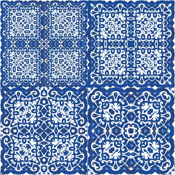 Portuguese ornamental azulejo ceramic. — Stock Vector