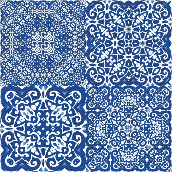 Antique azulejo tiles patchworks. — Stock Vector