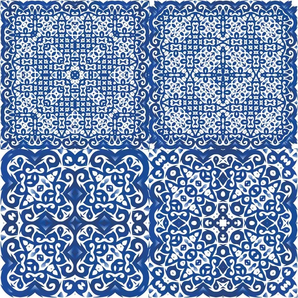Carreaux de céramique ethnique en portugais azulejo . — Image vectorielle