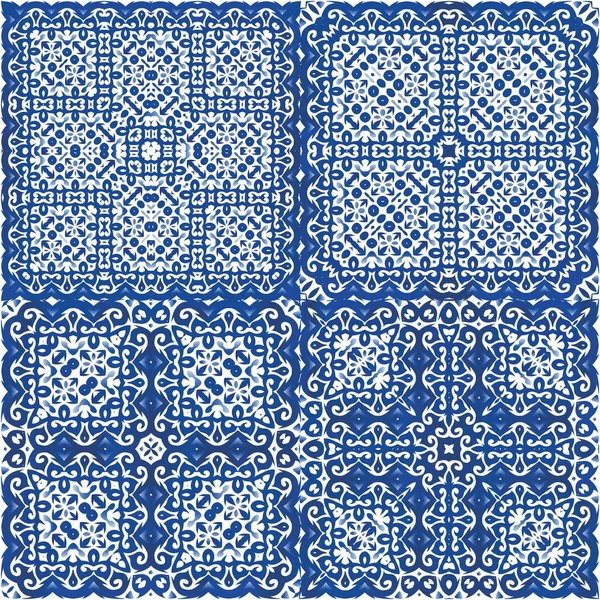 Traditional ornate portuguese azulejos. — Stock Vector