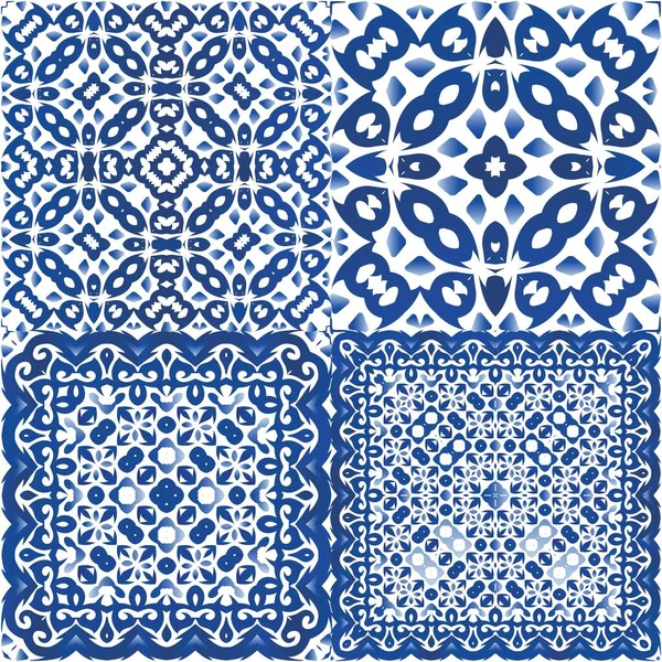 Portuguese ornamental azulejo ceramic. — Stock Vector