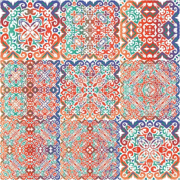 Dekorativní barva v tradičních keramických dlaždic. — Stockový vektor