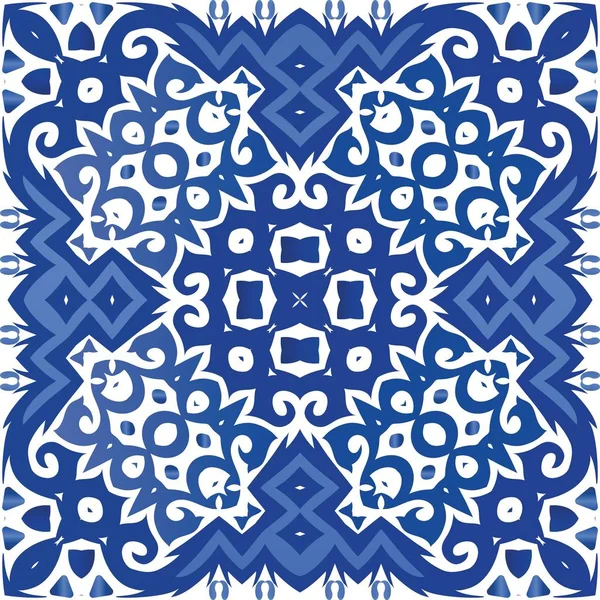 Portugalska ceramika azulejo ozdobna. — Wektor stockowy