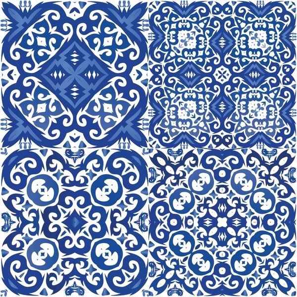 Ubin keramik etnis di Azulejo portugis . - Stok Vektor