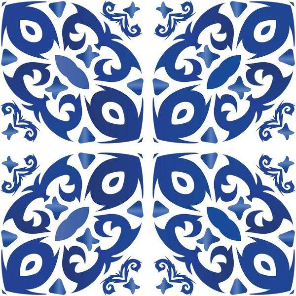 Azulejo Decorativo Azulejos Portugal Decoração Textura Padrão Sem Costura Vetorial — Vetor de Stock