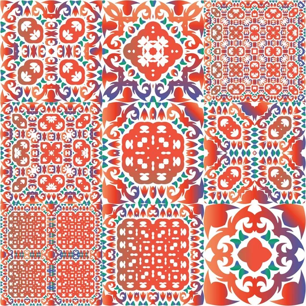 Ceramica Etnica Talavera Messicana Design Geometrico Kit Modelli Vettoriali Senza — Vettoriale Stock