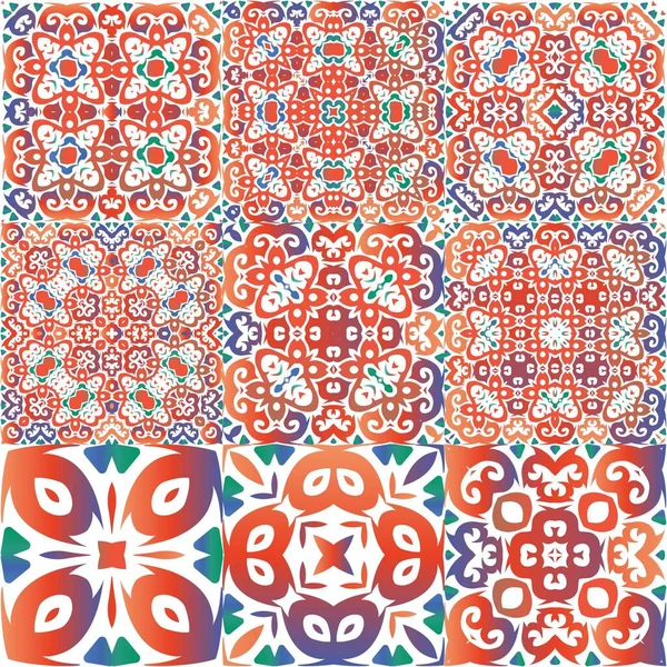 Ceramica Etnica Talavera Messicana Design Alla Moda Kit Modelli Vettoriali — Vettoriale Stock