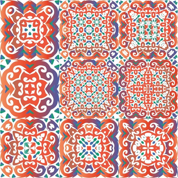 Carreaux Talavera Vintage Mexicain Design Coloré Collection Motifs Vectoriels Sans — Image vectorielle