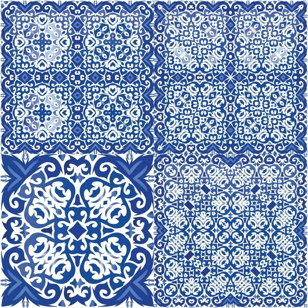 Decoración Azulejo Portugal Azulejos Ornamentales Concepto Patrón Sin Costura Vectorial — Archivo Imágenes Vectoriales