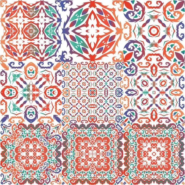 Carreaux Talavera Antique Patchworks Design Moderne Collection Motifs Vectoriels Sans — Image vectorielle